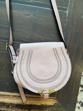 Chloe small Marcie bag - Blush Leather Crossbody Saddle Bag - Women